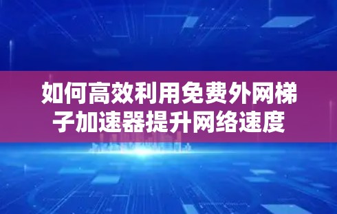 如何高效利用免费外网梯子加速器提升网络速度 如何高效利用免费外网梯子加速器提升网络速度